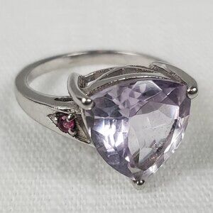 Gorgeous TGGC Stone Silver 925 Lilac & Pink Stone Statement Ring Sz 14mm US 7